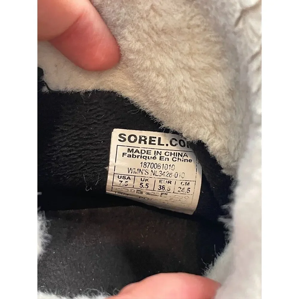 Sorel Women's Explorer Joan Waterproof Boots Sz 7.5 Suede Faux Fur Black Outdoor - Picture 8 of 16
